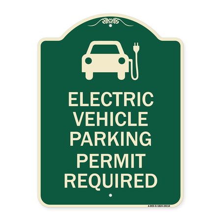 SIGNMISSION Electric Vehicle Parking Permit Required Heavy-Gauge Aluminum Sign, 24" x 18", G-1824-24114 A-DES-G-1824-24114